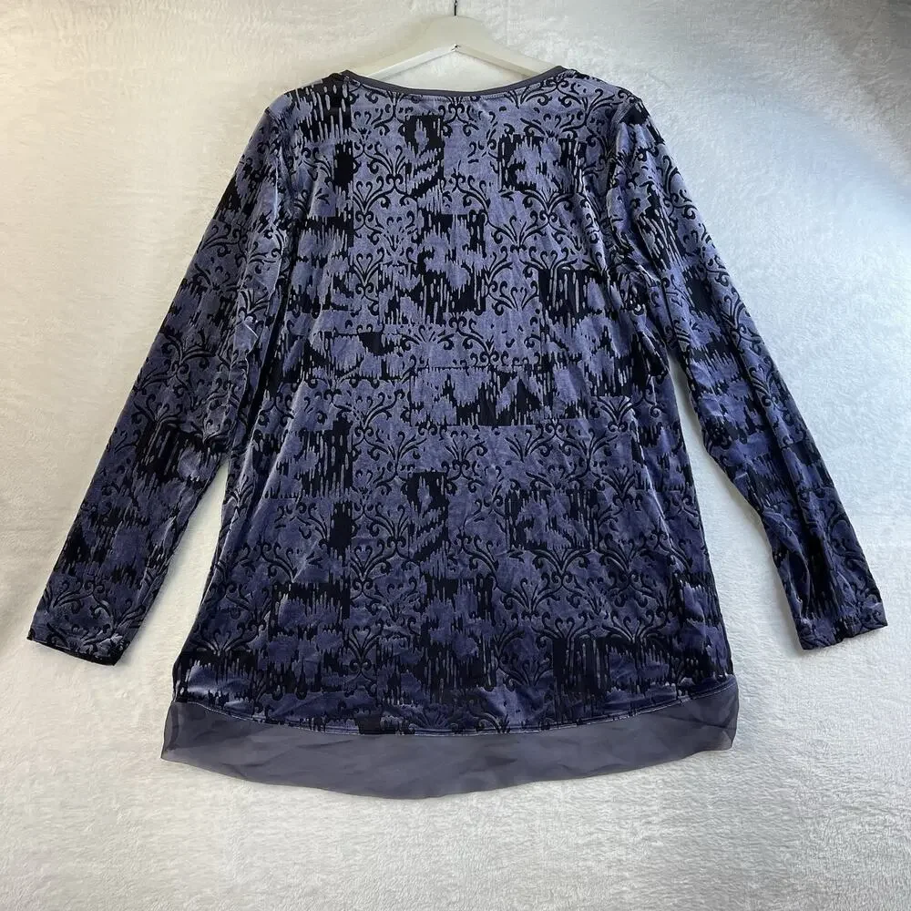 Simply Vera Wang XL Velvet Burnout Tunic Top Fairy Grunge Whimsigoth Fairycore - Picture 10 of 11